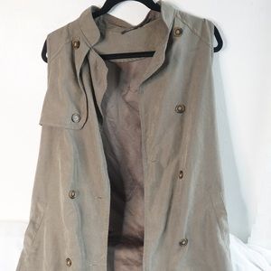 Army green long vest